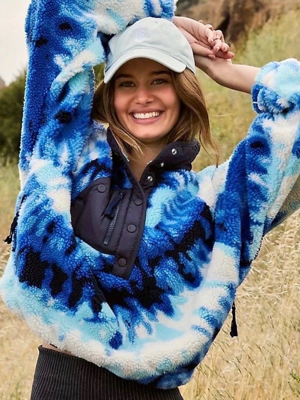 Free People FP Movement Hit The Slopes Printed Fleece Jacket Fleece Jacket Blue